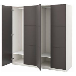 ИКЕА Шкаф PAX ПАКС / MER&Aring;KER, 994.782.53 Шкаф, белый, тёмно-серый, 200x60x201 см 994.782.53 фото