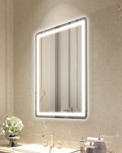 Косметичне дзеркало для ванної кімнати VEVOR LED (60 x 80 см) з підсвічуванням спереду та ззаду, захистом від запотівання, плавним регулюванням яскравості та 3 колірними температурами, настінне кріплення. 6479-DDJXJ6080CM3OZOQJV2 фото