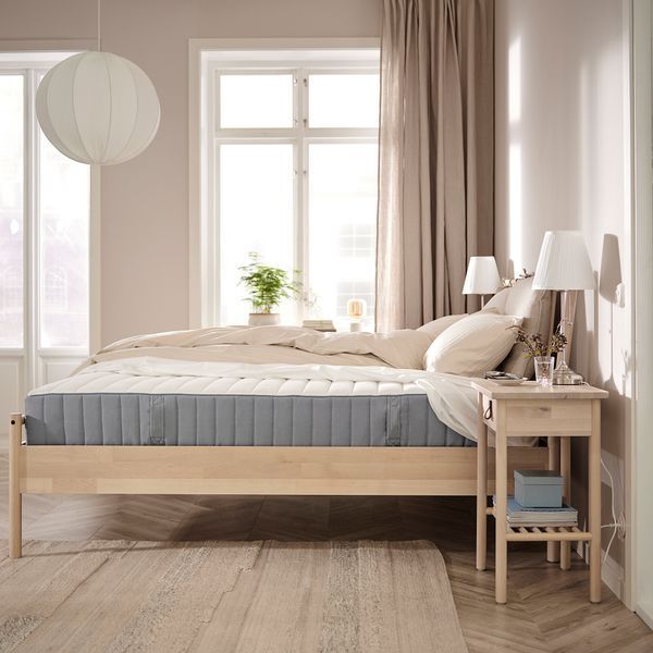ИКЕА Матрас VALEV&Aring;G, 304.506.52 Матрас, карманные пружины, средний, светло-голубой, 120x200 см 304.506.52 фото