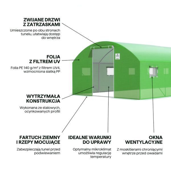 ДВОСТВОРІТНИЙ ТУНЕЛЬ 4x6x2 - 24 м2 Зелений 007278-9991791 фото