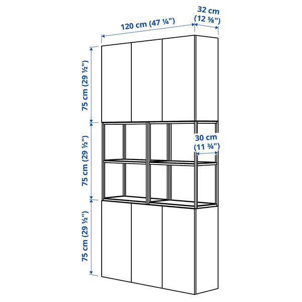ІКЕА ENHET, 495.481.40 Стелаж, білий, імітація дуба, 120x32x225 см 495.481.40 фото