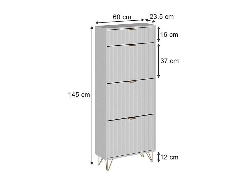 Белый шкаф для обуви 60x23,5x145 мм 4779016-0057939 фото
