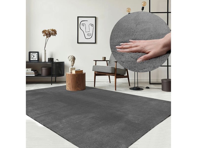 Килим з коротким ворсом, який можна прати, протиковзкий - Антрацит - 140 x 200 см - RELAX 4081195-0115722 фото