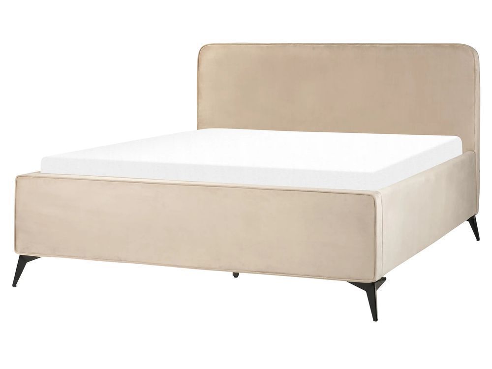 Ліжко оксамитове VALONGNES 160 x 200 см (EU King Size) кольору Taupe 311521-411435 фото