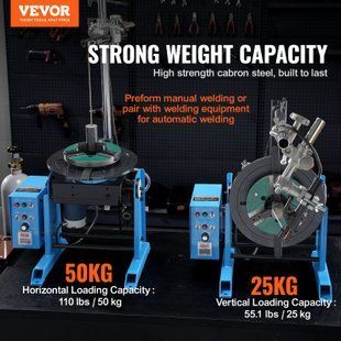 Сварочный вращающийся стол VEVOR 120 Вт, сварочный позиционер, манипулятор 0,5-6 об/мин, 25 кг (горизонтально) / 50 кг (вертикально), поворотный стол, угол наклона 0-90&deg;, трехкулачковый патрон KD200 для резки, шлифовки и сборки. 0281-HJBWJX50KG12BUA9MV2 фото