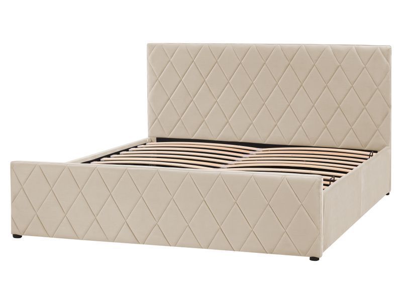 Оксамитовий пуф-ліжко ROCHEFORT 160 x 200 см (розмір EU King) Бежевий 322312-386934 фото