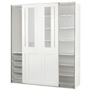 ИКЕА Шкаф с раздвижными дверцами PAX ПАКС / GRIMO ГРИМО, 595.022.26 Шкаф с раздвижными дверцами, белый, прозрачное стекло белое, 200x66x236 см 595.022.26 фото