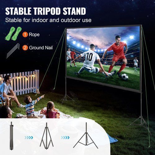 Проекційний екран VEVOR з підставкою, 120 дюймів, HD 4K, для використання на відкритому повітрі та у приміщенні, швидко складається, портативний екран 16:9 для домашнього кінотеатру, кемпінгу та відпочинку, чорний. 9289-TYPM20ZJSLJ13VYSQV0 фото