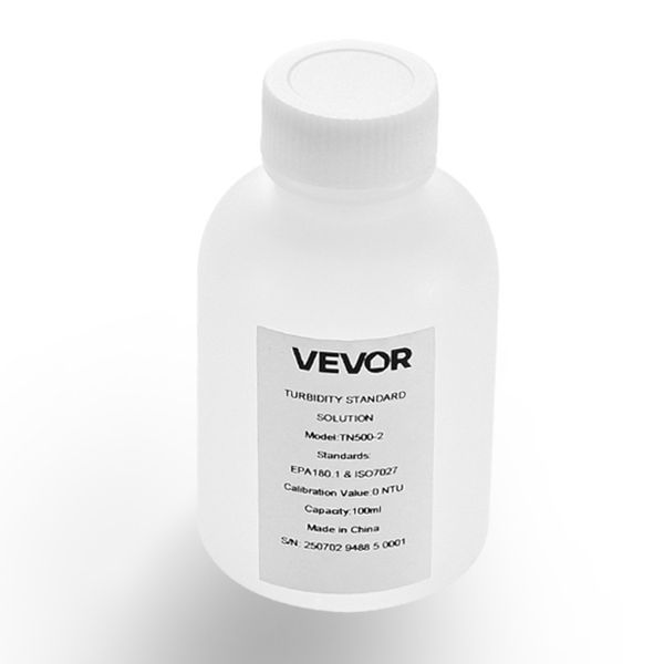 Калибровочный раствор для мутности VEVOR 0 NTU 100 мл, стандартный раствор для заправки мутномеров, нулевой дрейф для стабильной концентрации, готов к использованию, подходит для белого/красного света. 8500-ZXLZDS00NTUPVRS46001V0 фото