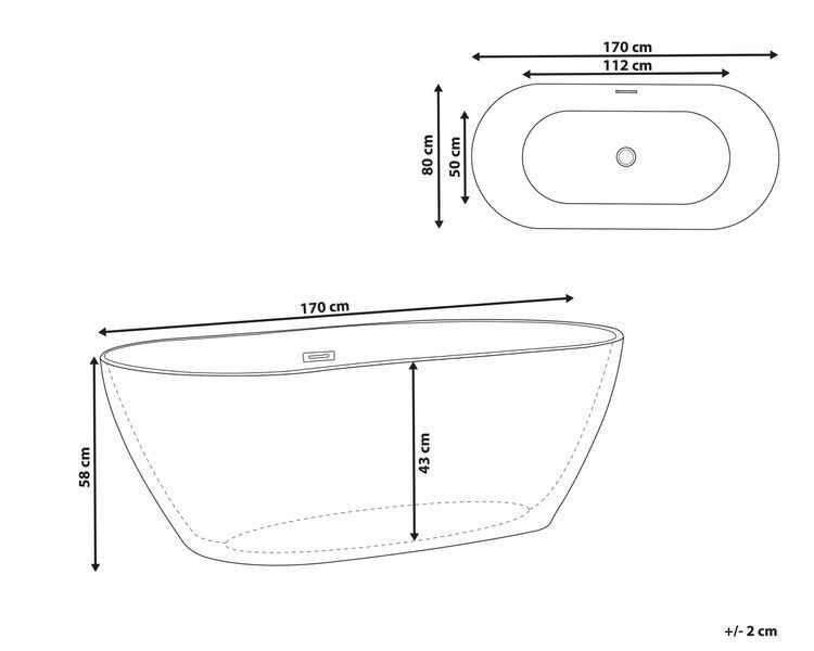 Окремостояча ванна CARRERA 1700 x 800 мм Біла 330587-115769 фото