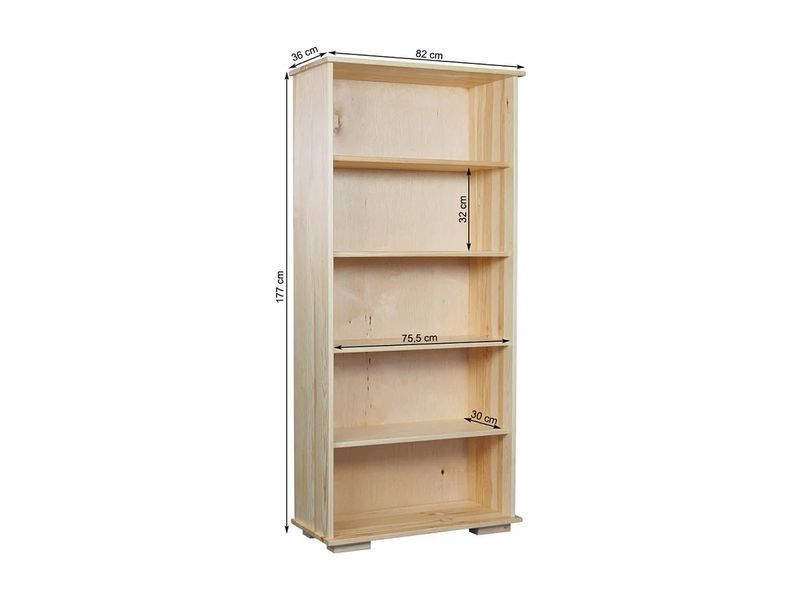 Деревянный книжный шкаф Modern II размером 177x82 см с полками, цвет сосны. 4027745-0006760 фото