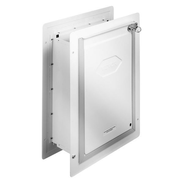 Дверцята для собак VEVOR Pet Flap з металевим каркасом та замком, 3 стулки, 236 x 335 мм, стійка до погодних умов, підходить для котів, собак та кошенят (біла, розмір S), легко встановлюється. 6383-QSCWMSMTZ3P0LV4GIV0 фото