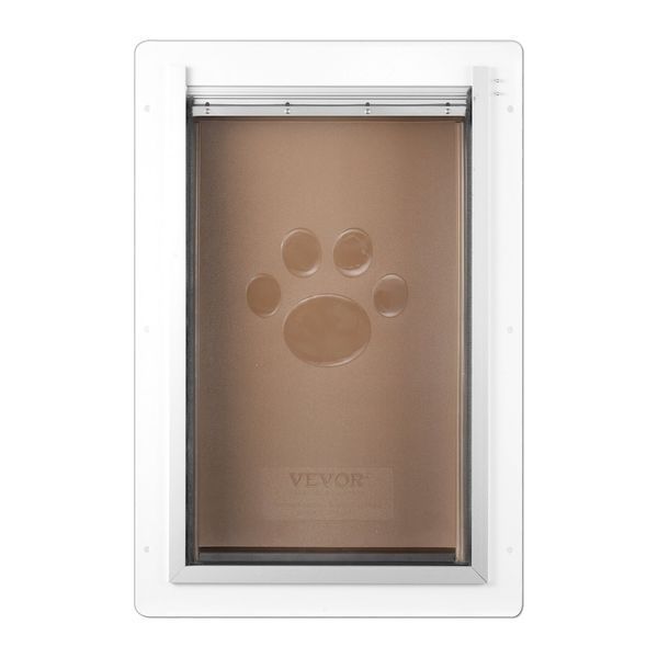 Дверцята для собак VEVOR Pet Flap з металевим каркасом та замком, 3 стулки, 236 x 335 мм, стійка до погодних умов, підходить для котів, собак та кошенят (біла, розмір S), легко встановлюється. 6383-QSCWMSMTZ3P0LV4GIV0 фото