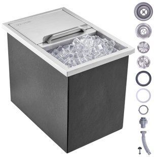 Вбудований холодильник VEVOR об'ємом 26,7 л, розміри 456 x 304 x 371 мм, нержавіюча сталь, льодогенератор, комерційний контейнер для льоду з розсувною кришкою, вбудований ящик для зберігання льоду, зливна трубка та зливна пробка в комплекті. 1684-QRSCBCHG18LXZOFABV0 фото
