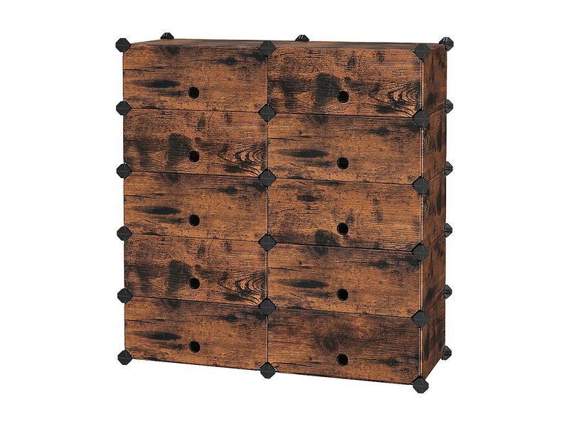 Стеллаж для обуви 43x31x173 см, золотисто-черный, пластиковый, модульный. 4817118-0005882 фото