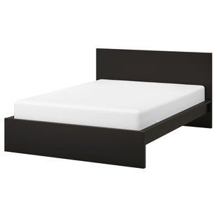ИКЕА Каркас кровати MALM МАЛЬМ, 890.190.82 Каркас кровати, высокий, черно-коричневый, ЛОНСЕТ, 140x200 см 890.190.82 фото