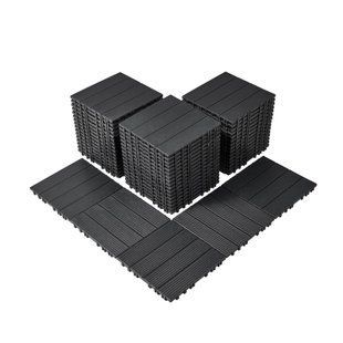 Плитка для террасы VEVOR, комплект из 54 штук, балконная плитка 295 x 295 мм, замковая плитка, водонепроницаемое пластиковое напольное покрытие для наружного применения, напольное покрытие для террасы, веранды, бассейна, балкона, двора, темно-серый цвет. 10434-HDDBSL4TBTSHY207SV0 фото