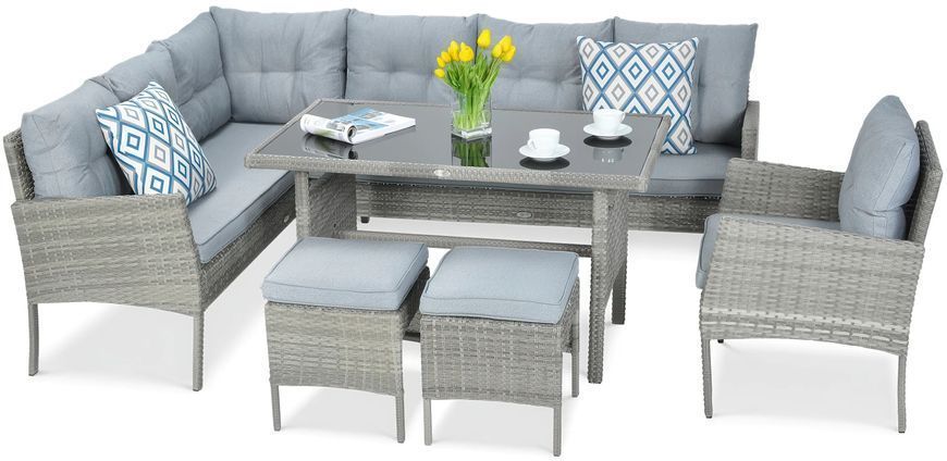 Кутовий диван CORTINA з техноратангу + крісло Dolphin Grey 003215-9990797 фото