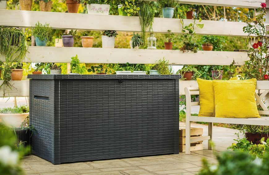Садовий ящик для зберігання Keter JAVA BOX 850L коричневого кольору 002381-9990597 фото