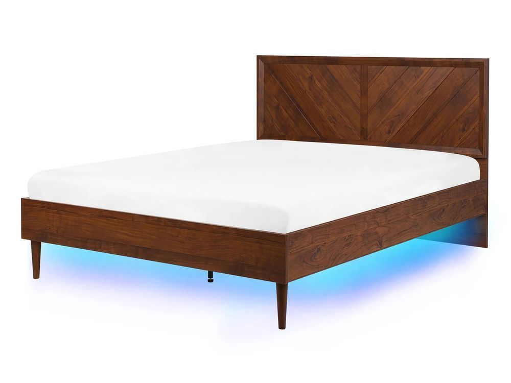 Ліжко зі світлодіодним підсвічуванням MIALET 140 x 200 см (EU Double) Темно-коричневе 309704-163849 фото