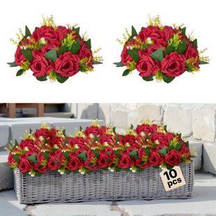 Искусственные цветы VEVOR, 10 штук, 240 x 240 x 120 мм, шары из искусственных цветов, композиции из искусственных цветов, букет из шелковых роз для свадебных центральных композиций, украшение стола дома, вечеринки 6336-ZSHQQXHS95INRA0J8001V0 фото