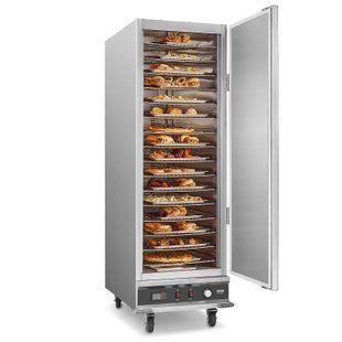 Підігрівач для закусок VEVOR Hot Box з 16 рівнями нагрівання та піддоном для води, однодверний, з полицями, що регулюються, з нержавіючої сталі, ідеально підходить для зберігання піци і курки. 8705-DXSPBWJBXG16IT4H2V2 фото
