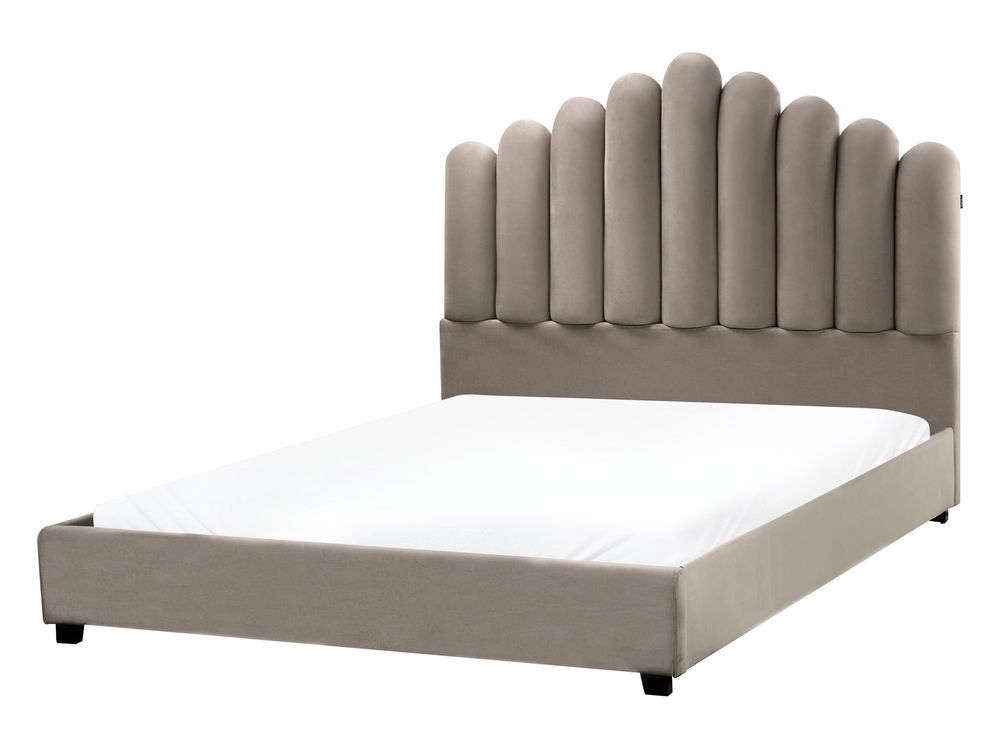 Ліжко оксамитове ВІНСЕННЕС 140 x 200 см (EU Double) кольору Taupe 321870-605302 фото