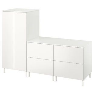 ИКЕА Шкаф SM&Aring;STAD СМОСТАД / PLATSA ОПХУС, 794.845.99 Шкаф, белый белый, с 2 комодами, 180x57x133 см 794.845.99 фото