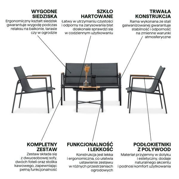 Комплект мебели MANGO CAFFE Black - Focus Garden 005983-9990350 фото