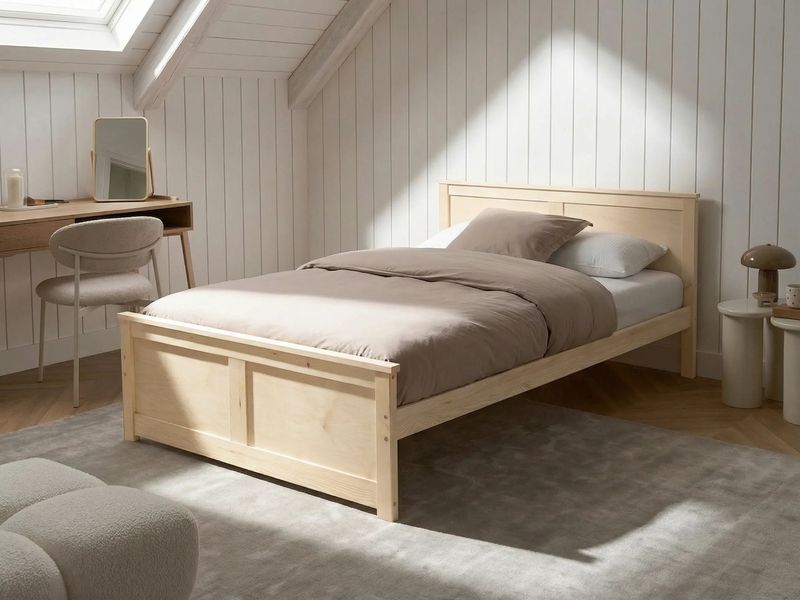 Ліжко з соснового дерева DAUPHIN 120 x 200 см (EU Small Double) Світло-коричневе 353876-719408 фото