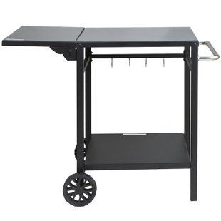 Сервировочная тележка для кухни VEVOR, 97,2 x 64 x 75,5 см, тележка для уличного гриля, с двойными полками, передвижным столиком для гриля, многофункциональной железной столешницей, черная. 1871-JSHWBCTC5565WNHR1V0 фото