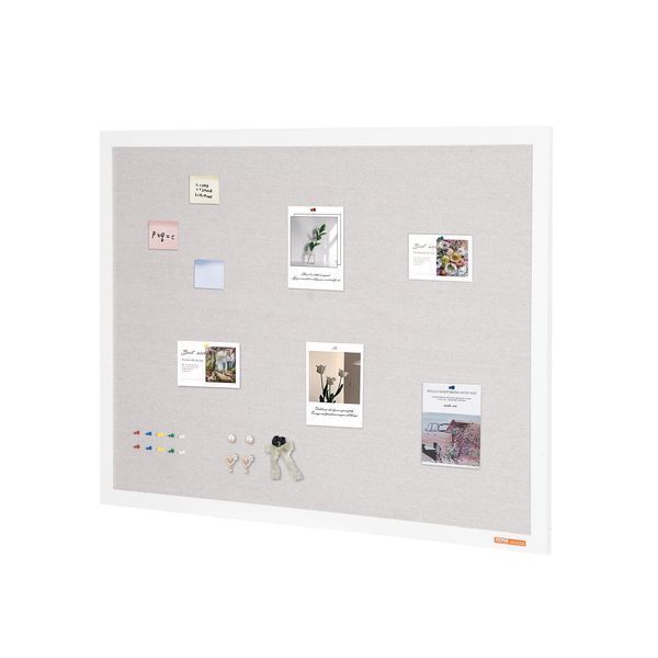 Пробковая доска VEVOR 48"x36" белого цвета с льняной поверхностью - стильная настенная доска для объявлений для дома, школы, офиса - элегантная и функциональная доска для объявлений 11236-RMB48X36WBSMBDAIDV0 фото