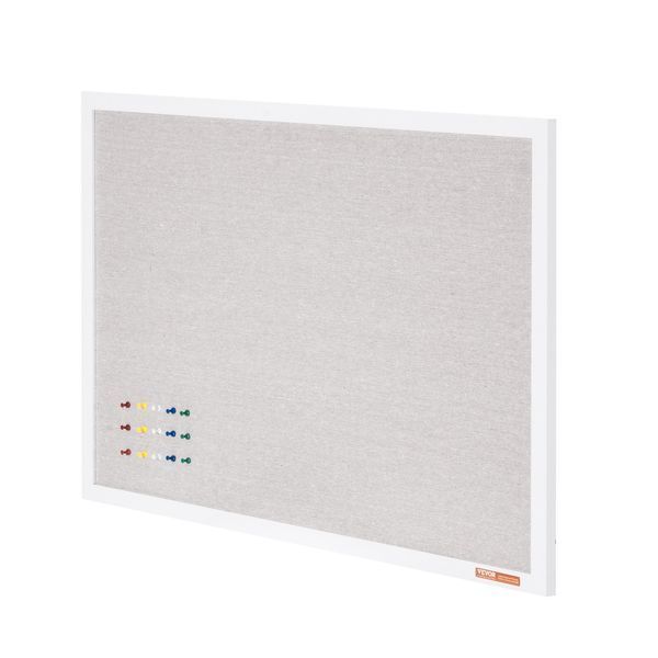 Пробковая доска VEVOR 48"x36" белого цвета с льняной поверхностью - стильная настенная доска для объявлений для дома, школы, офиса - элегантная и функциональная доска для объявлений 11236-RMB48X36WBSMBDAIDV0 фото