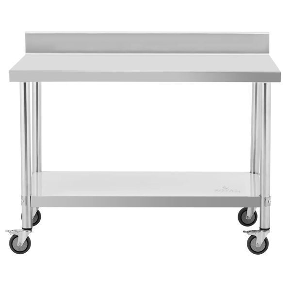 Стол из нержавеющей стали на колесах - ПРЕМИУМ - 70 x 120 см - 158 кг - обод - Royal Catering 10012811-ex-0512 фото