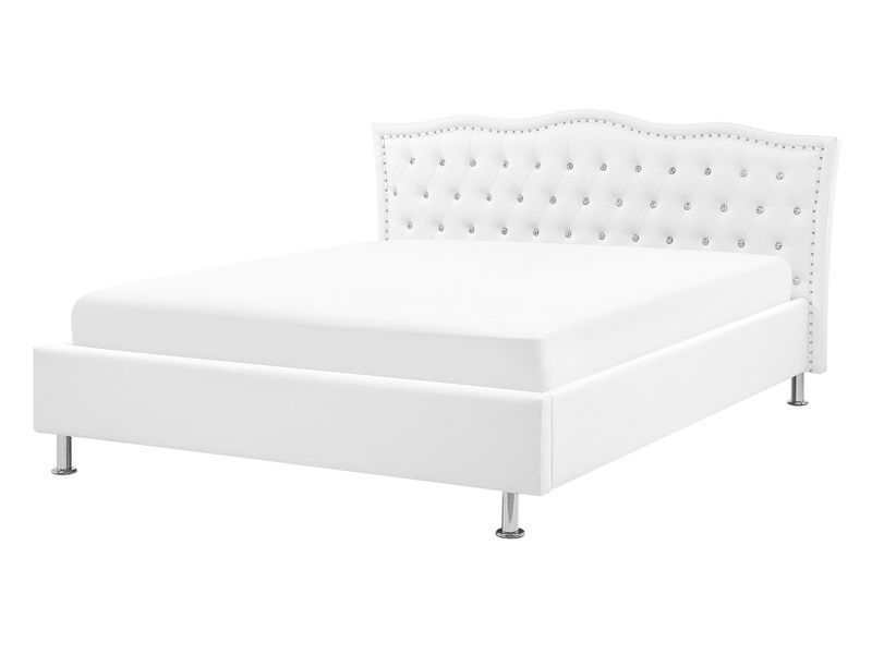 Ліжко зі штучної шкіри METZ 140 x 200 см (EU Double) Біле 237801-56718 фото