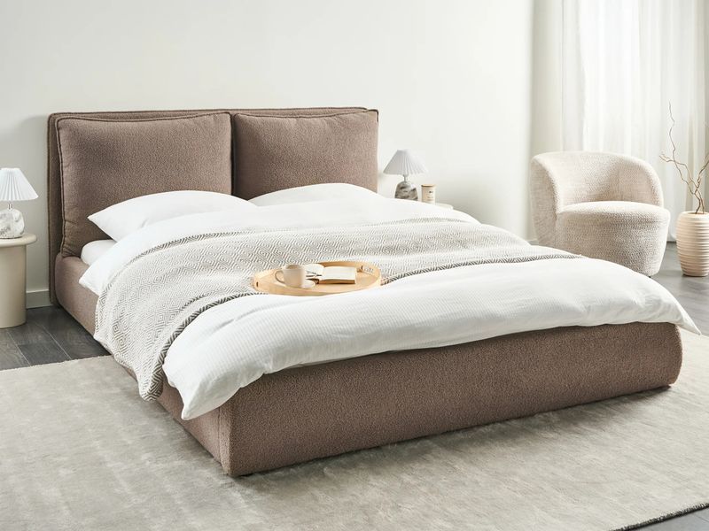 Ліжко букле BAJONNA 160 x 200 см (EU King Size) Коричневий 339317-654449 фото