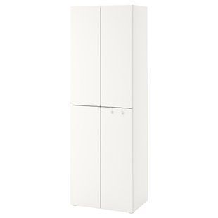 ИКЕА Шкаф SM&Aring;STAD СМОСТАД / PLATSA ОПХУС, 994.282.77 Шкаф, белый белый, с 2 вешалками для одежды, 60x57x181 см 994.282.77 фото