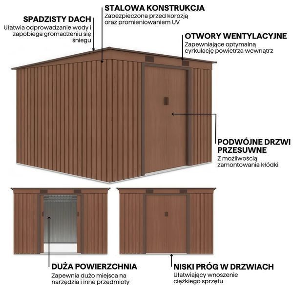 Сарай для інструментів OREGON 261x241 см, горіх - Hardmaister 004046-9990201 фото