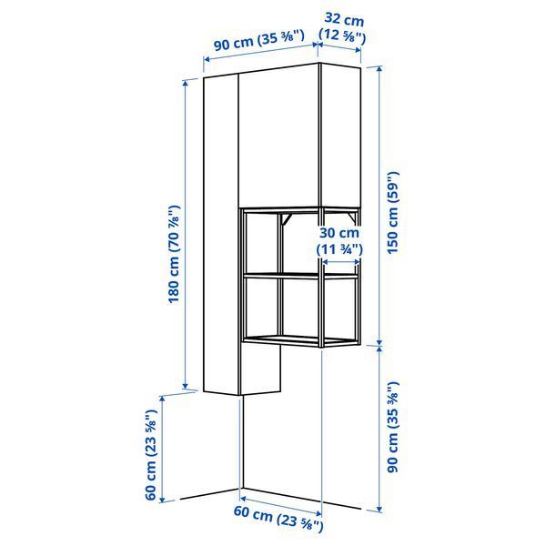 ИКЕА Стелаж ENHET, 895.479.64 Стелаж, антрацит, белый, 90x32x180 см 895.479.64 фото