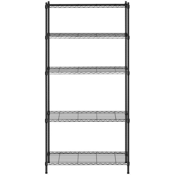 Металева полиця &ndash; дротяна &ndash; 350 x 900 x 1800 мм &ndash; чорна 10011226-ex-0375 фото