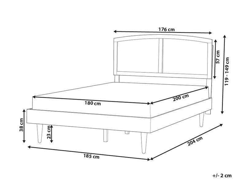 Ліжко з ротангу VARZY з LED-підсвічуванням 180 x 200 см (EU Super King) Коричневий 303483-447650 фото