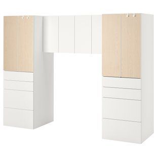 ИКЕА Стелаж SM&Aring;STAD СМОСТАД, 594.319.41 Стелаж, белый, береза, 240x57x181 см 594.319.41 фото