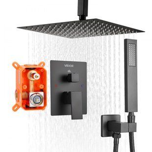 Душовий змішувач VEVOR Rain Shower Faucet для ванної кімнати, з квадратною душовою лійкою 254 мм і ручним душем, змішувач стельовий для ванної кімнати з латунним клапаном і комплектом фурнітури, матовий чорний. 11405-THBAZDPHSZHYEF5FB001V0 фото