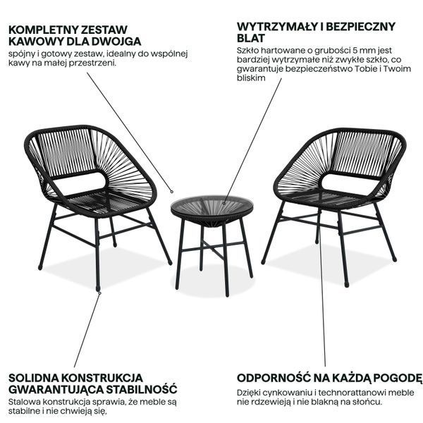 Новый комплект садовой мебели MAYA 2+1 черного цвета - Bj&oslash;rkka 008833-9991502 фото