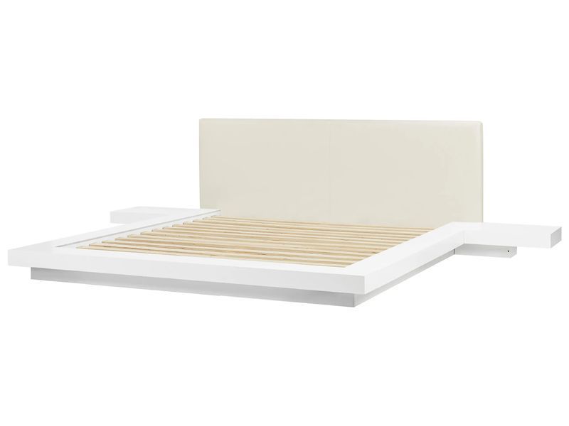 Ліжко ZEN з LED-підсвічуванням, оббивка зі штучної шкіри, 180 x 200 см (розмір Super King, ЄС), біле. 376586-557064 фото