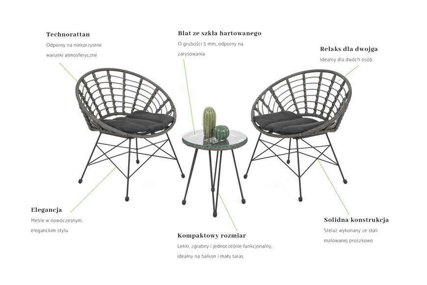 Балконні меблі з техноратангу кольору Zanzibar Grey / сірого кольору 708229-2220204 фото