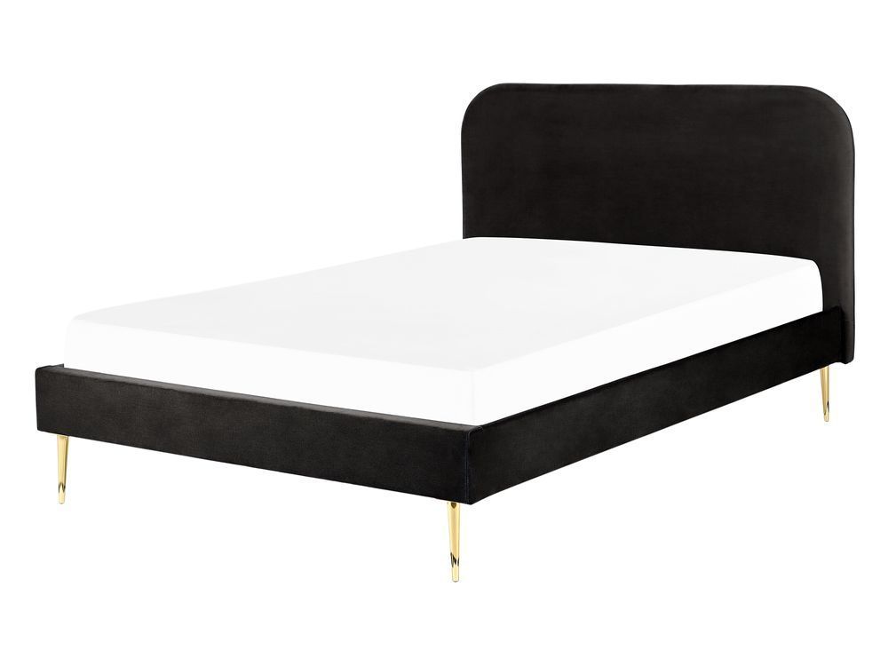 Ліжко оксамитове FLAYAT 140 x 200 см (EU Double) Чорне 278666-337725 фото