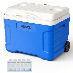 Термоконтейнер VEVOR, 20 л, пассивный, на колесах, сохраняет продукты холодными до 48 часов, с теплоизоляцией и функцией сохранения льда, не требует подключения к электросети, сверхлегкий, идеально подходит для пикников, барбекю и кемпинга. 9648-GLLZX21QTBSL2BGIC001V0 фото