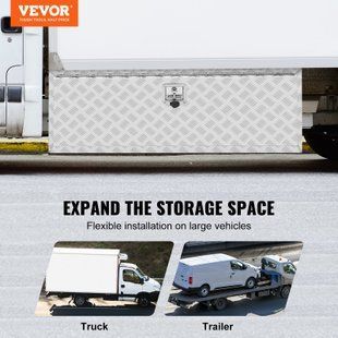 Ящик для инструментов VEVOR для грузовых автомобилей, 1219 x 610 x 610 мм, алюминиевый ящик для инструментов с замком и ключами, водонепроницаемый ящик для инструментов для грузовиков, фургонов, прицепов и т. д. 1191-CDK482424INCHNDMQV0 фото