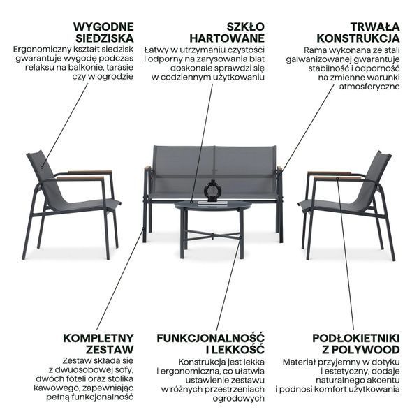 Комплект мебели MANGO CAFFE темно-серого цвета - Focus Garden 005525-9990353 фото